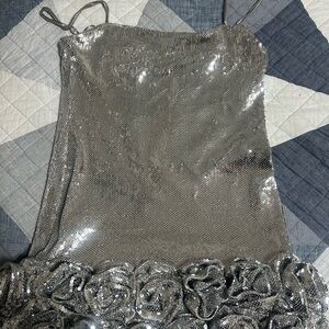 Meshki Silver Sequin Mini Dress